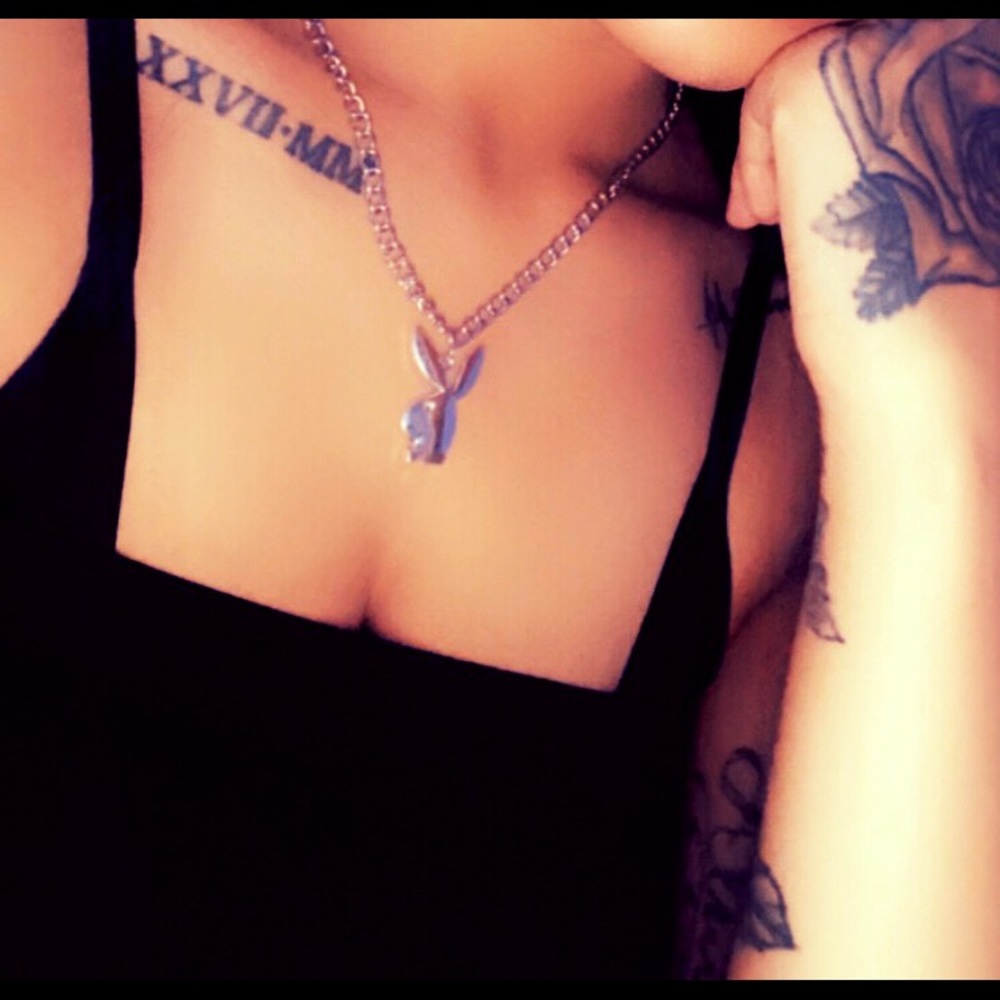 Designer Curb Chain Necklace with Playboy Bunny